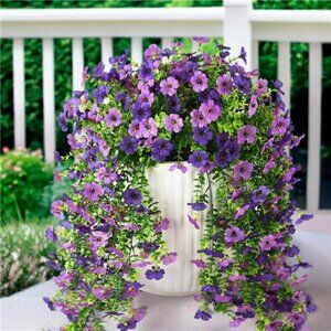 Artificial Hanging Daisy Flowers Set of 2 UV Resistant Outdoor Porch Decor